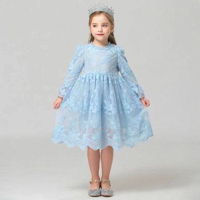 Блакитна ажурна сукня для дівчинки, 7050, 100 (92 см), Дівчинка, 56, 26, 21, 32, 92 см, Кружево, Бавовна