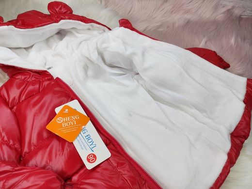 Куртка блестящая на плюшевой подкладке Smail, красная, 130, Мальчик / Девочка, 48, 39, 41, 116 см, Полиэстер, Плюш
