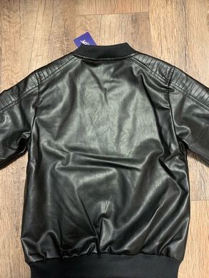 Куртка из эко-кожи для мальчика на 3-10 лет, черная, 110, Мальчик, 44, 36, 33, 42, 110 см, Эко-кожа, Нейлон
