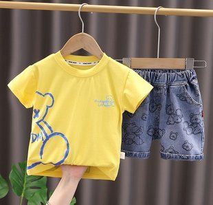Летний костюм с шортами для мальчика, 12360, 80 (80 см), Мальчик, 35, 28, 25, 80 см, Хлопок, джинс