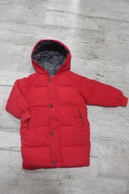 Детская куртка-пальто с капюшоном на 3-8 лет, красная, 150 (134 см), Мальчик / Девочка, 67, 48, 58, 134 см, Полиэстер, Нейлон, Замер рукава - от ворота