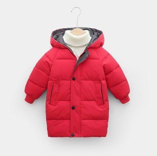 Детская куртка-пальто с капюшоном на 3-8 лет, красная, 150 (134 см), Мальчик / Девочка, 67, 48, 58, 134 см, Полиэстер, Нейлон, Замер рукава - от ворота