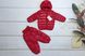 Демисезонный детский костюм куртка + штаны на синтепоне, красный, 74, Мальчик / Девочка, 33, 30, 27, 74 см, Полиэстер, Нейлон, Штани: 41 см, крок 19 см.