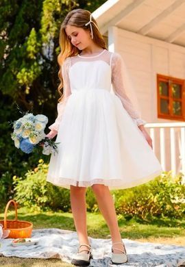 Легкое белое платье из фатина, 7082, 8 (128 см), Девочка, 66/25, 31, 43, 128 см, Трикотаж, фатин