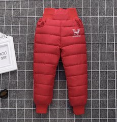 Теплые детские штаны на синтепоне, красные, 110, Мальчик / Девочка, 65, 41, 104 см, Полиэстер, Плюш