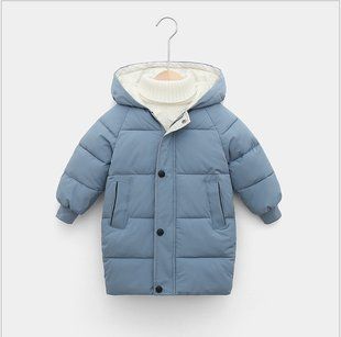 Детская куртка-пальто с капюшоном на 3-8 лет, голубая, 140 (128 см), Мальчик / Девочка, 61, 45, 52, 128 см, Полиэстер, Нейлон, Замер рукава - от ворота