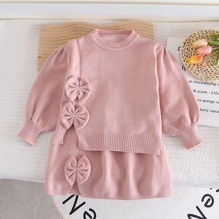 Вязаный костюм с юбкой для девочки, 0197, 90 (98 см), Девочка, 34, 41, 98 см, 30, Акрил, Замер рукава - от ворота