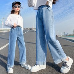 Широкі джинси для дівчинки_3582, 100, Дівчинка, 59, 36, 98 см, Джинс