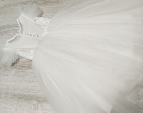Красива біла сукня на дівчинку 0096, 100, Дівчинка, 66, 29, 98 см, Атлас, фатин, Бавовна