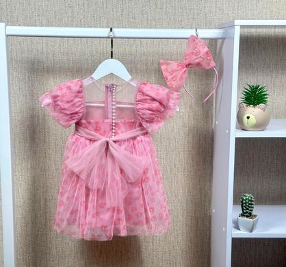 Розовое платье из фатина, 7043, 150, Девочка, 76, 39, 134 см, Фатин, Хлопок