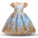 Блакитна сукня із золотою вишивкою, 80, Дівчинка, 51, 25, 80 см, Атлас, фатин, Щоб сукня була настільки пишною, як на фото - необхідний додатковий під'юбник.