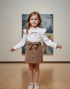 Костюм для девочки (блузка + вельветовая юбка), 0280, 4 (110 см), Девочка, 40, 33, 37, 110 см, 28, Трикотаж, вельвет