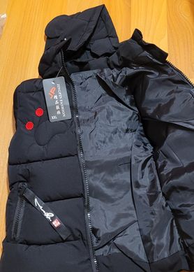 Куртка подовжена для хлопчика чорна, 0016, 120, Хлопчик, 56, 40, 41, 110 см, Поліестер, Нейлон