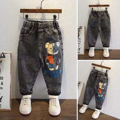 Свободные детские джинсы, серые 3529, 80, Мальчик, 46, 26, 86 см, Джинс