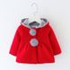 Трикотажне пальто с капюшоном для дівчинки на 1-3 роки, червоне, 70, Дівчинка, 35, 26, 25, 74 см, Трикотаж, Трикотаж