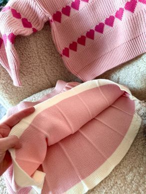 В'язаний костюм зі спідницею для дівчинки, Сердечки 0427, 90 (92 см), Дівчинка, 37, 30, 36, 92 см, 28, Трикотаж, Замір рукава - від ворота