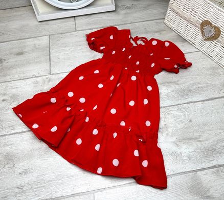 Красное платье в горошек для девочки, 0004, 90, Девочка, 50, 21, 86 см, Шифон