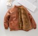 Куртка детская из эко-кожи на меховой подкладке, коричневая, 110, Мальчик, 42, 36, 41, 110 см, Эко-кожа, Махра