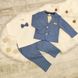 Нарядний костюм-трійка для хлопчика на 1-2-3 роки, блакитний в клітинку класичний костюм, 100, Хлопчик, 37, 30, 33, 51, 30, 92 см, Бавовна 95%, Трикотаж