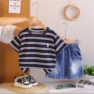 Костюм з джинсовими шортами для хлопчика, 12398, 80 (92 см), Хлопчик, 36, 30, 29, 92 см, Трикотаж, джинс