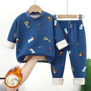 Теплая детская пижама, 5038, 90, Мальчик, 35, 28, 27, 49, 29, 86 см, Трикотаж, Плюш, С длинными рукавами