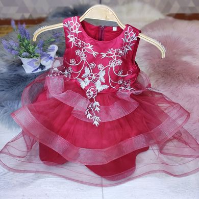 Бордова сукня для дівчинки Пишні волани, 80, Дівчинка, 48, 24, 80 см, Атлас, фатин