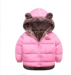 Двусторонняя куртка на меху Ушки медведя, розовая, 90, Девочка, 36, 35, 29, 86 см, Полиэстер, Махра