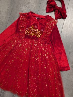 Новорічна сукня Merry Christmas, 3, Дівчинка, 50/19, 28, 30, 92 см, Велюр, фатин