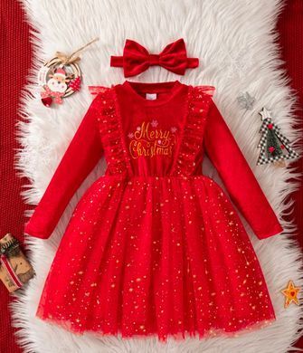 Новорічна сукня Merry Christmas, 3, Дівчинка, 50/19, 28, 30, 92 см, Велюр, фатин