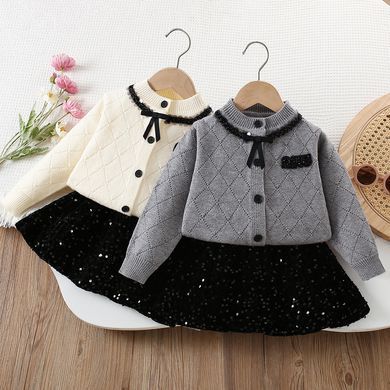 Костюм для девочки кардиган и блестящая юбка, 0793, 90 (92 см), Девочка, 34, 32, 32, 92 см, 23, Трикотаж