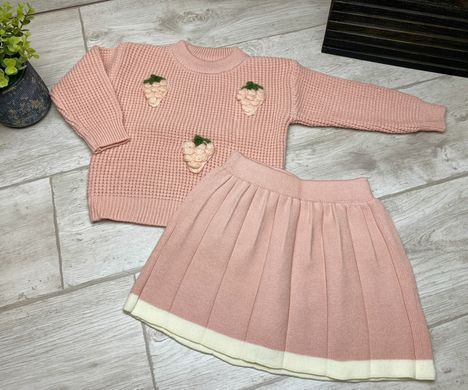Вязаный костюм с юбкой для девочки, 0199, 90 (92 см), Девочка, 35, 31, 39, 92 см, 30, Хлопок 95%, Замер рукава - от ворота