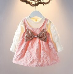 Платье для девочки с бабочками и бантом_0238, 80, Девочка, 39, 27, 26, 80 см, Трикотаж, Без подкладки