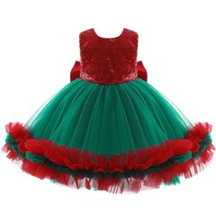 Новорічна сукня для дівчинки зелено-червона, 80, Дівчинка, 50, 24, 80 см, Щоб сукня була настільки пишною, як на фото - необхідний додатковий під'юбник.