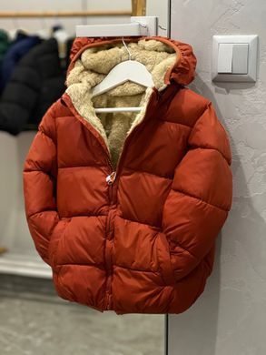 Демисезонная куртка детская на меховой подкладке коричневая, 110 (104 см), Мальчик, 44, 38, 37, 104 см, Полиэстер, Махра