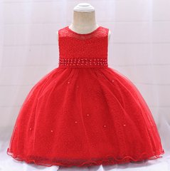 Святкова сукня з намистинками на рік, червона, 70, Дівчинка, 44, 21, 74 см, Щоб сукня була настільки пишною, як на фото - необхідний додатковий під'юбник.