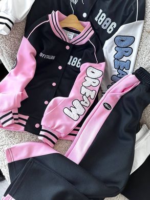 Костюм з бомбером та штанами для дівчинки, 0188, 110 (110 см), Дівчинка, 46, 38, 46, 40, 110 см, 65, Трикотаж, поліестер, Замір рукава - від ворота