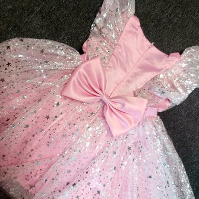 Нарядное платье с блестками и стразами для девочки, розовое, 120, Девочка, 65, 31, 23, 110 см, Алталс, фатин, Хлопок
