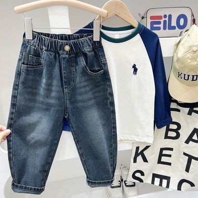 Синие джинсы для мальчика, 3530, 140 (122 см), Мальчик, 73, 47, 42, 122 см, Джинс