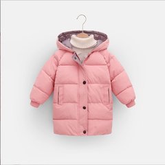 Дитяча куртка-пальто з капюшоном на 3-8 років, рожева, 100, Дівчинка, 54, 37, 40, 98 см, Поліестер, Нейлон, Замір рукава - від ворота