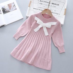 Вязаное платье для девочки, розовое, 0223, 90 (86 см), Девочка, 46, 28, 35, 86 см, Акрил, Замер рукава - от ворота