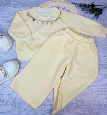Костюм з широкими штанами для дівчинки, 0287, 90 (86 см), Девочка, 35, 34, 38, 48, 27, 86 см, Трикотаж, Замер рукава - от ворота