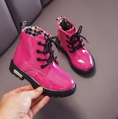 Дитячі демісезонні черевики лаковані, рожеві_2147, 21, Эко-кожа, Текстиль, Дівчинка, 13.5, Стопа має бути менша за устілку на 0,5-1 см!