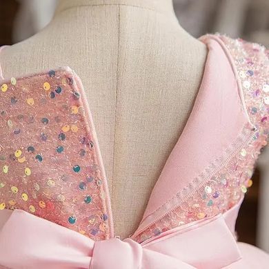 Рожева святкова сукня з паєтками для дівчинки, 7010, 1 (80 см), Дівчинка, 50, 25, 80 см, Атлас, фатин, Бавовна, Щоб сукня була настільки пишною, як на фото - необхідний додатковий під'юбник.